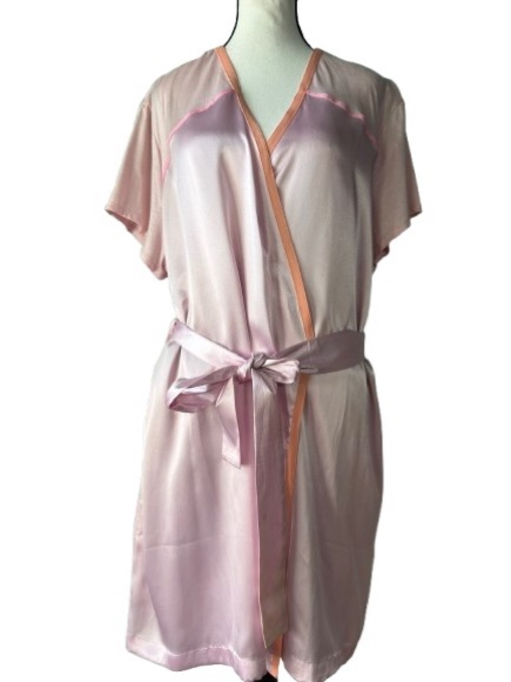 Cabernet Short Wrap Robe With Kimono Style Short Sleeves/Self-Tie Belt. Sz-L NWT